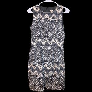 J. Crew Black and White Zigzag Midi Dress